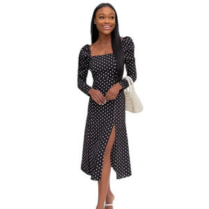 Lulu's Womens Charmed & Classy  Polka Dot Midi Dress Size Small